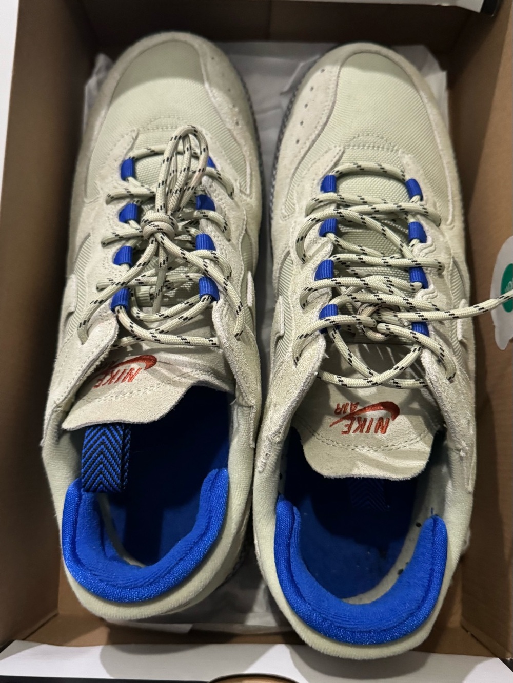 Nike Men’s Cream/Tan Sneakers with Blue Details - Air Force 1 Wild - Picture 3 of 5